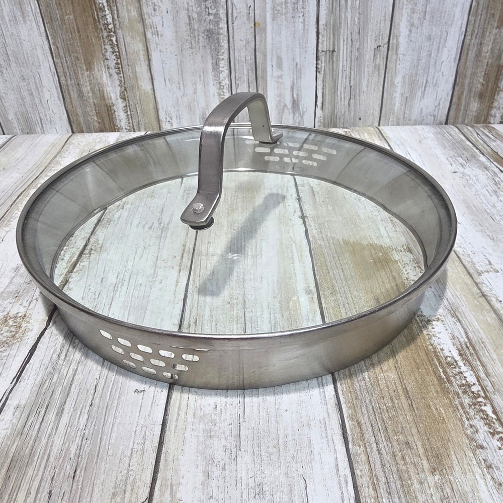 10 Inch Tempered Glass Straining Lid Stainless Steel Rim Riveted Handle 1081219